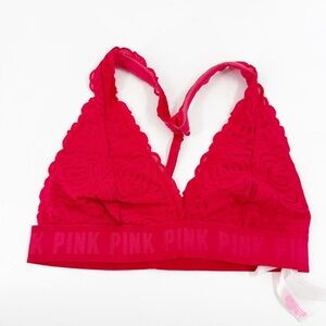 ✅ VICTORIA'S SECRET PINK RED LACE BRALETTE SIZE MEDIUM